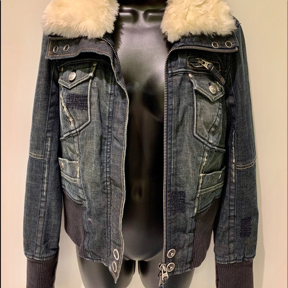 Armani Exchange dark denim bomber jacket
